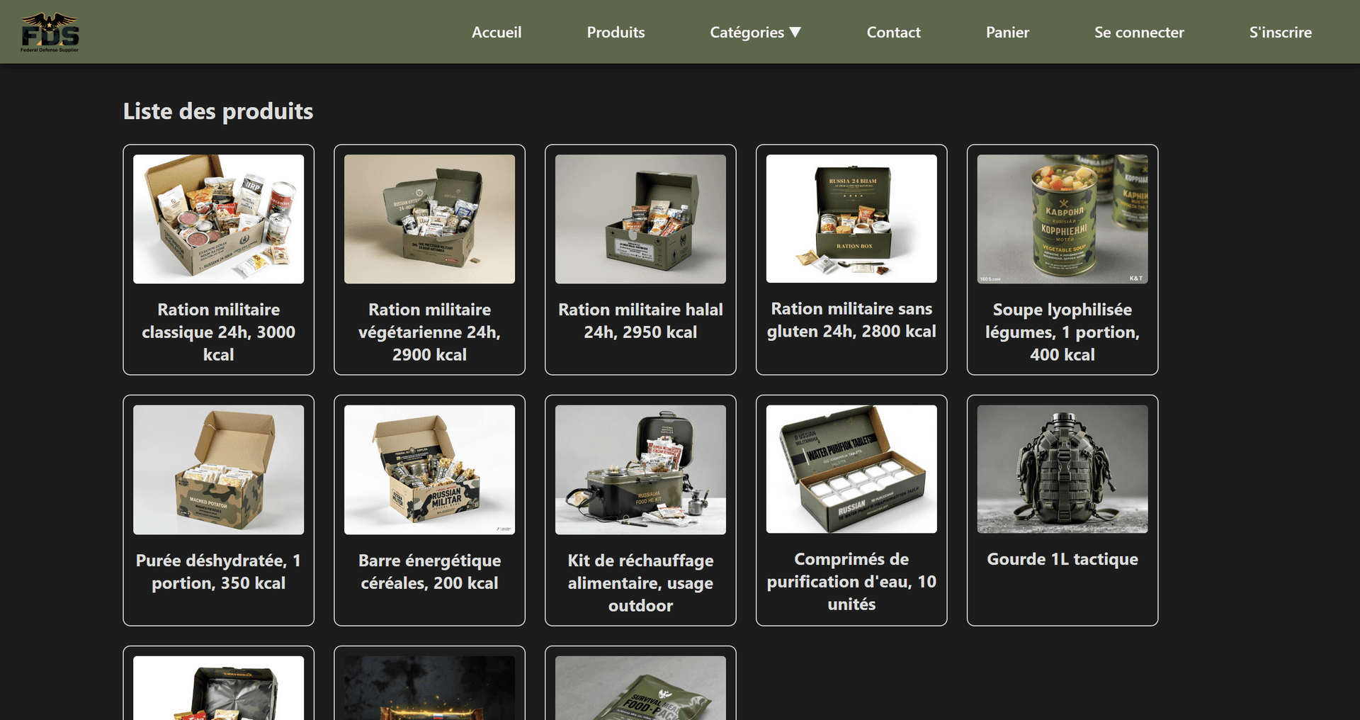 Page d'accueil de Distribution Militaire