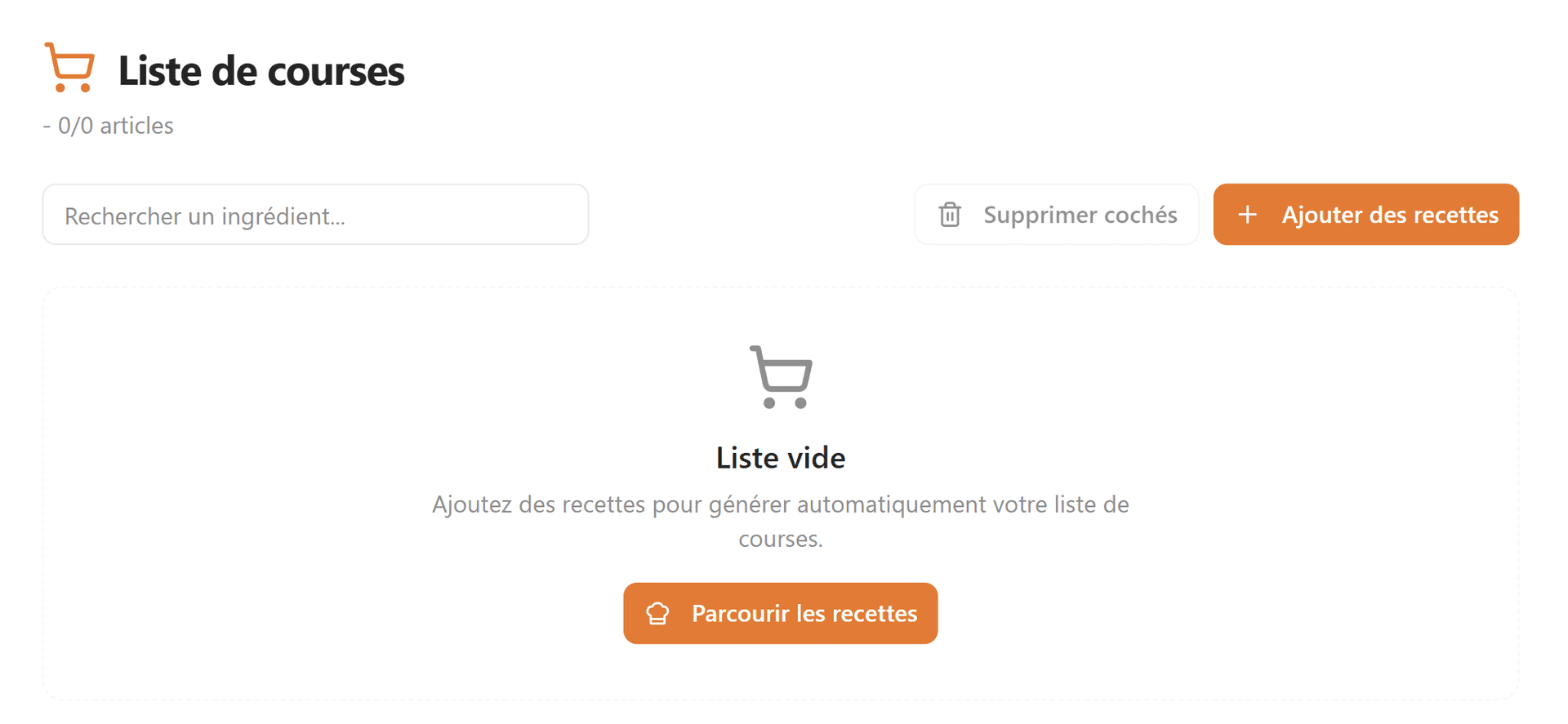 Génération automatique de liste de courses